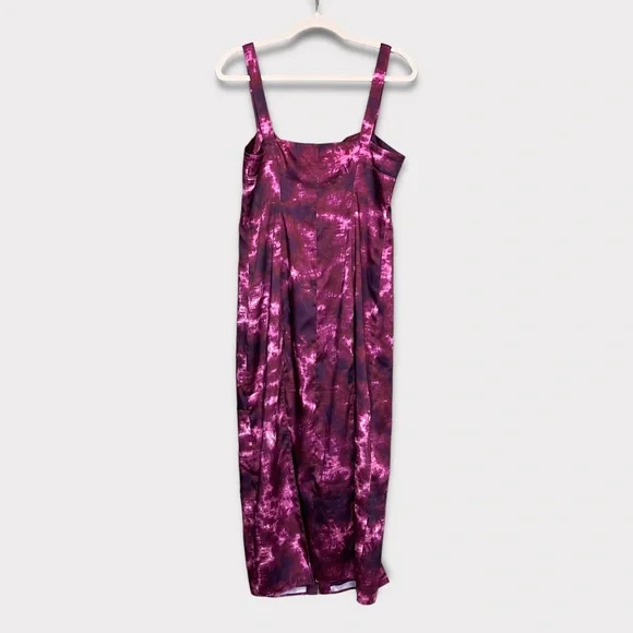 CINQ A SEPT Tie Dye Alexa Dress Size 6 Slip Dress Purple Long Maxi Satin - Picture 7 of 12